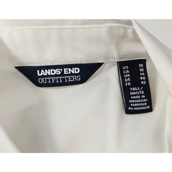LANDS END broadcloth 10 TALL 10L white proffesional business work button up # - Picture 5 of 7